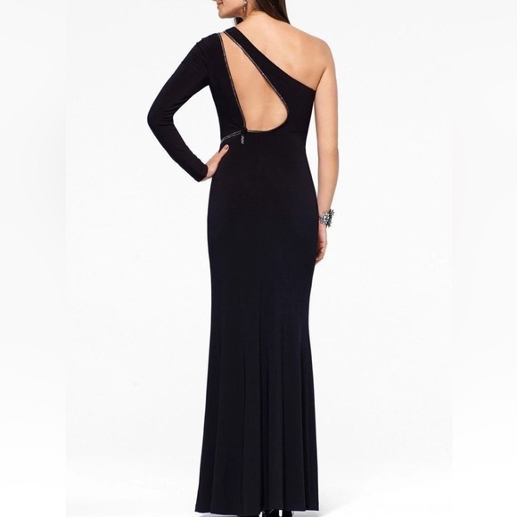 🆕 Cache x Tina Knowles Elegant Black One-Shoulder Dress with Rhinestones Zipper - Picture 12 of 12